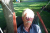 Tom takes a nap in the chair hammock